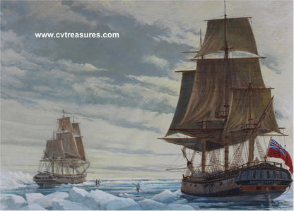 Charles Lundgren Nautical Marine Battleship Seascape Painting oil Historical Art Resolution James Cook