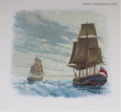 Charles Lundgren Nautical Marine Battleship Seascape Painting oil Historical Art Resolution James Cook