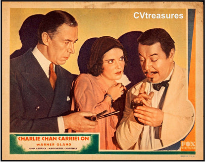 Charlie Chan Carries On RARE Original Authentic Vintage Movie Theater Poster Lobby Card Warner Oland FIRST Chan Film