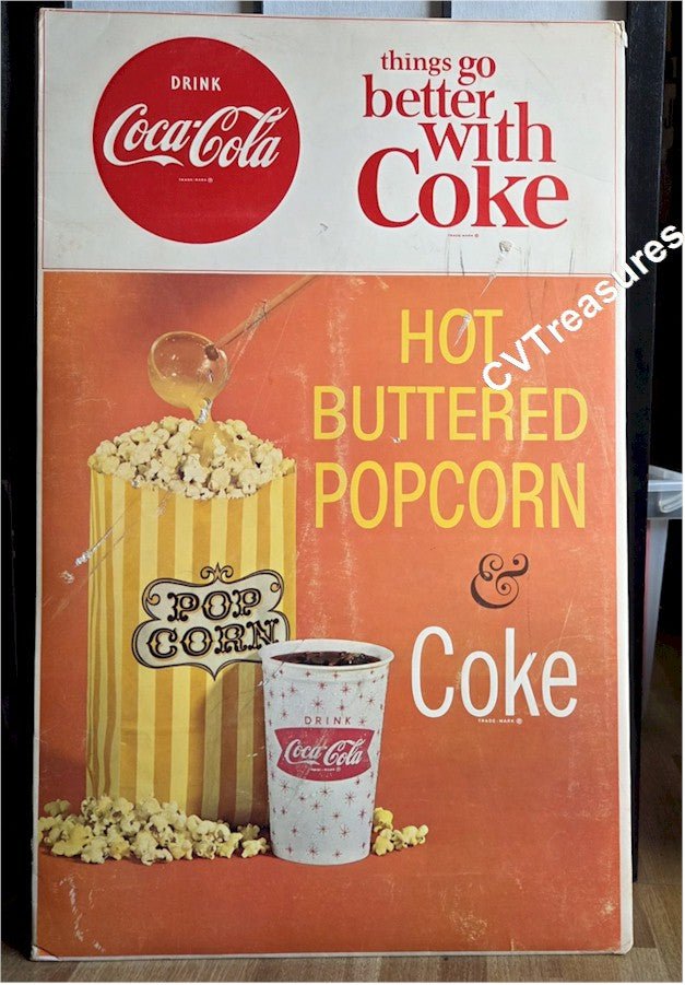 COCA-COLA Hot Buttered Popcorn Vintage Movie Theater Concession Advertising Kit Collection 60s Posters & Lobby displays