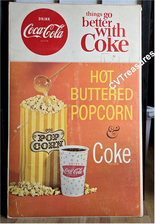 COCA-COLA Hot Buttered Popcorn Vintage Movie Theater Concession Advertising Kit Collection 60s Posters & Lobby displays