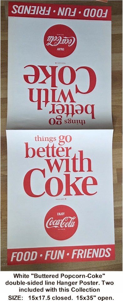 COCA-COLA Hot Buttered Popcorn Vintage Movie Theater Concession Advertising Kit Collection 60s Posters & Lobby displays