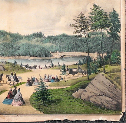 Currier & Ives Hand - colored Engraving of Central Park 1862