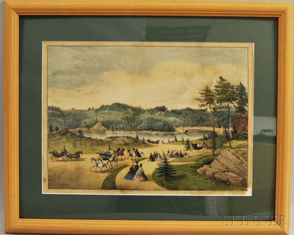 Currier & Ives Hand - colored Engraving of Central Park 1862