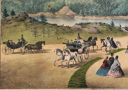Currier & Ives Hand - colored Engraving of Central Park 1862