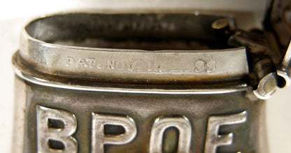 ELKS LODGE SILVER ELKS TOOTH FIGURAL POCKET MATCH SAFE 1899