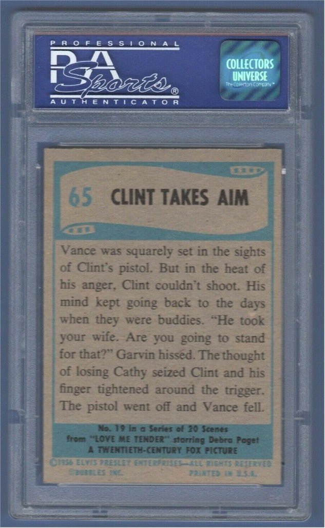 Elvis Presley Topps Card 65 1956 PSA 8 Mint "Love Me Tender"