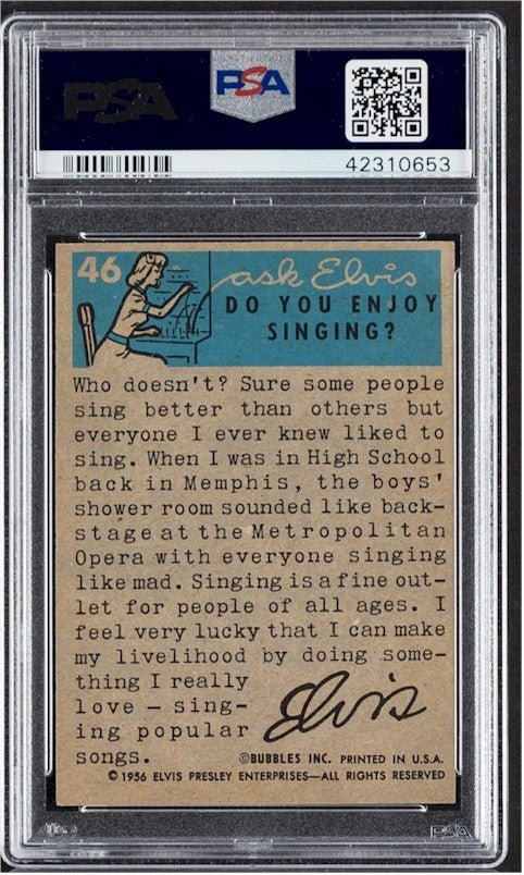 Elvis Presley Topps Portrait Card #46 1956 PSA 8 Mint CVTreasures Elvis Presley Topps Portrait Card #46 1956 PSA 8 Mint CVTreasures