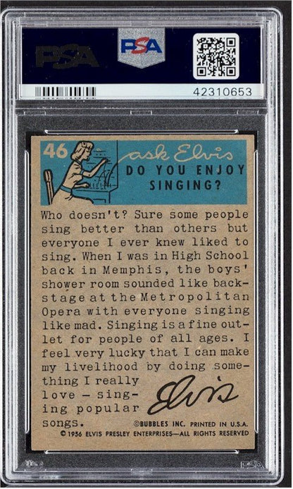 Elvis Presley Topps Portrait Card #46 1956 PSA 8 Mint CVTreasures Elvis Presley Topps Portrait Card #46 1956 PSA 8 Mint CVTreasures