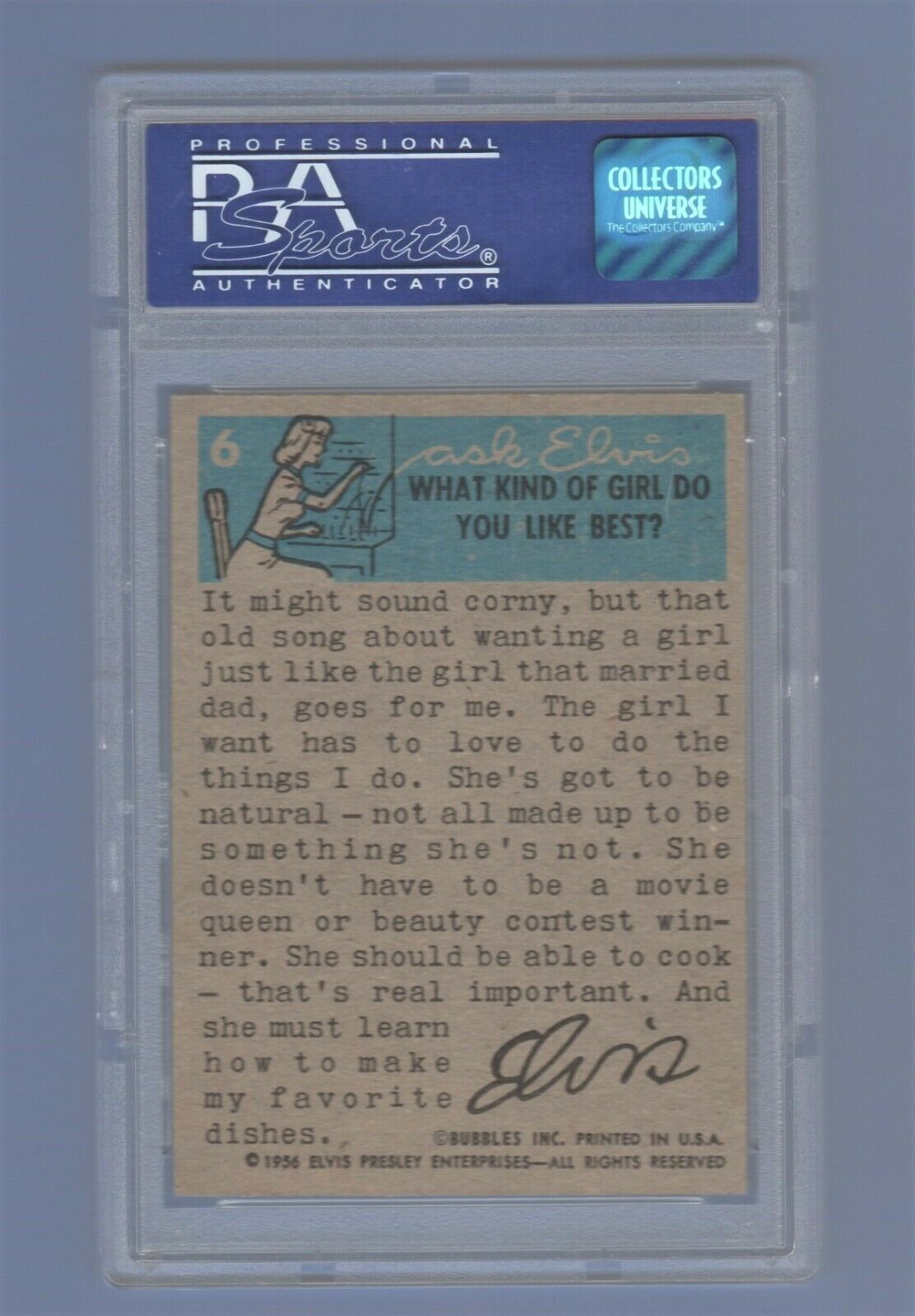 Elvis Presley Topps with Fans Card 6 1956 PSA 8 Mint