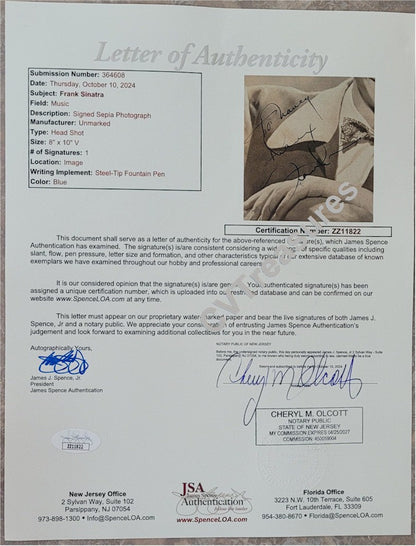 Frank Sinatra RARE Authentic Autographed Signed Photo 1945 JSA Guaranteed Authentic