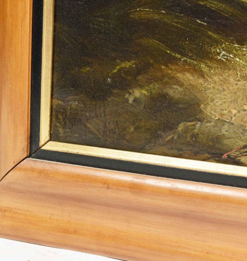 George Armfield Antique Vintage Oil Canvas Painting Hunting Bird Dog Canine Artwork authentic 1