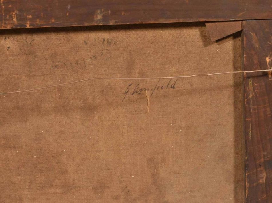 George Armfield Antique Vintage Oil Canvas Painting Hunting Bird Dog Canine Artwork authentic 1