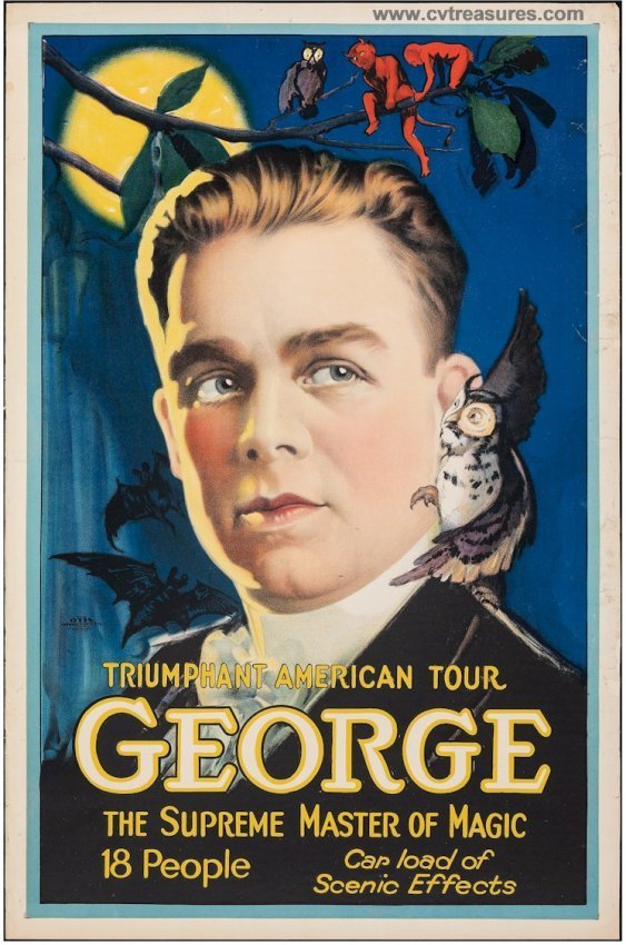 George Vintage Magic Poster Stone Lithograph 1920's One Sheet Poster Art