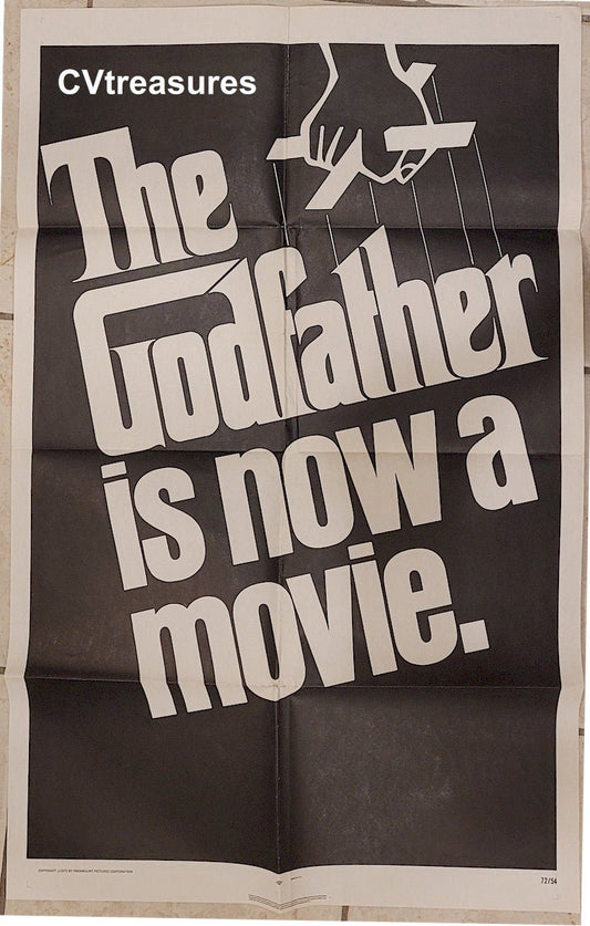 GODFATHER Rare ADVANCED Original Authentic UNUSED Vintage Movie Poster One Sheet UNUSED MINT! Marlon Brando 1972