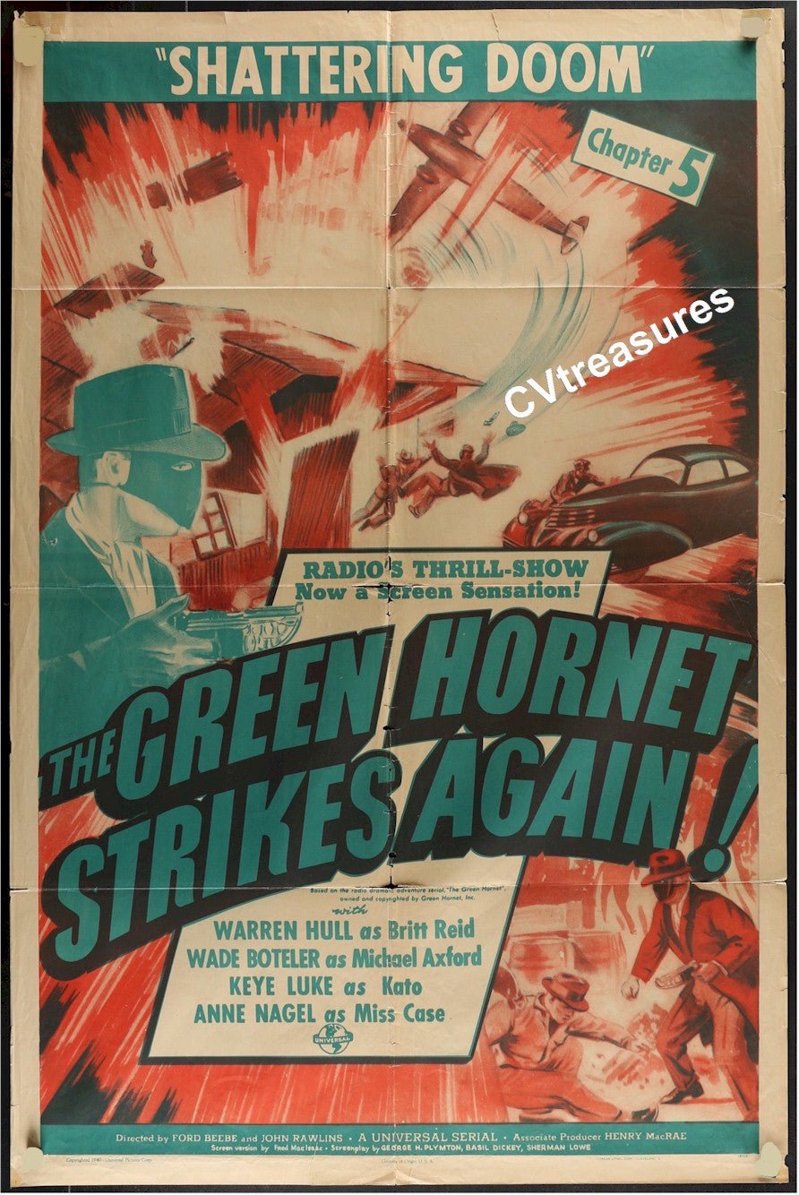 GREEN HORNET STRIKES AGAIN Original Vintage Movie Theater Poster, 1941 Key Luke