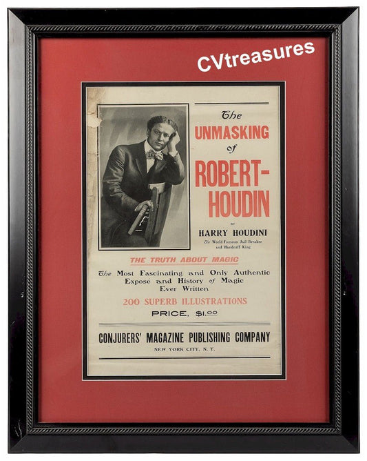 HARRY HOUDINI Historic MEGA RARE Magic Book Advertising Promotional Campaign Poster Banner 1908