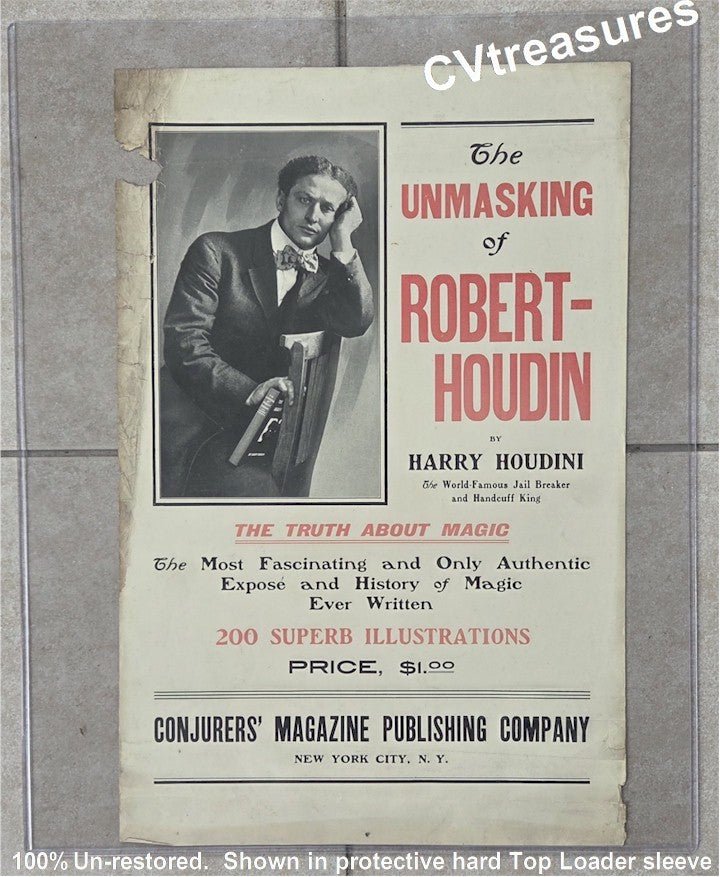 HARRY HOUDINI Historic MEGA RARE Magic Book Advertising Promotional Campaign Poster Banner 1908