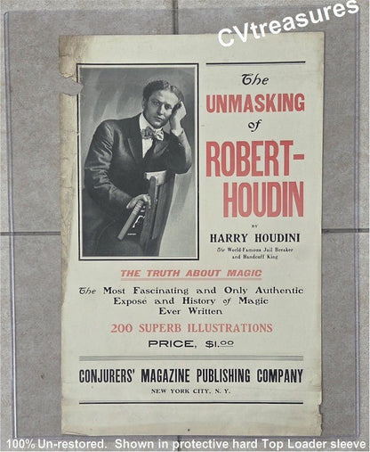 HARRY HOUDINI Historic MEGA RARE Magic Book Advertising Promotional Campaign Poster Banner 1908