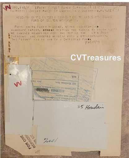 Harry Houdini Rare Stunning Vintage Historical Photograph Boston 1921 TYPE 1 Photo