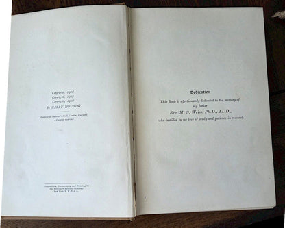 HARRY HOUDINI SIGNED AUTOGRAPHED Rare Historic Magic Book 1908