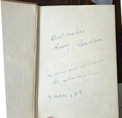 HARRY HOUDINI SIGNED AUTOGRAPHED Rare Historic Magic Book 1908