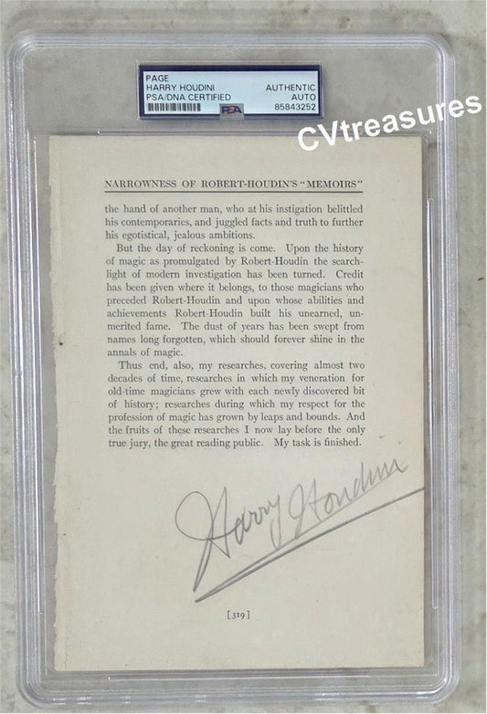 HARRY HOUDINI SIGNED AUTOGRAPHED Rare Historic Magic Book 1908 PSA Authenticated