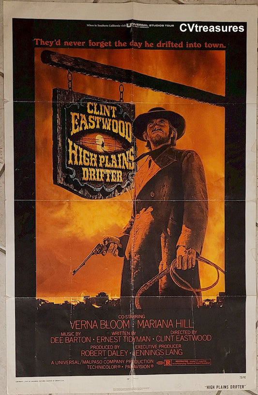 High Plains Drifter Original Authentic Vintage One Sheet Western Movie Poster Clint Eastwood 1973