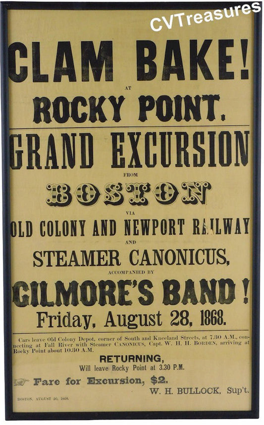Historic 19th Century Advertising Broadside Rocky Pont Park