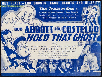 Hold That Ghost Original Vintage Movie Theater Herald Classic Film Memorabilia Abbott and Costello