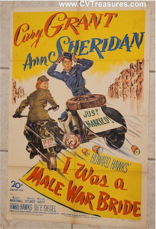 I Was a Male War Bride Cary Grant vintage movie poster original