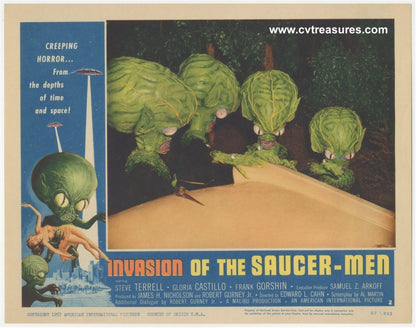 Invasion of the Saucer-Men Original Authentic Vintage Horror Sci Fi Movie Theater Poster Lobby Card 1957