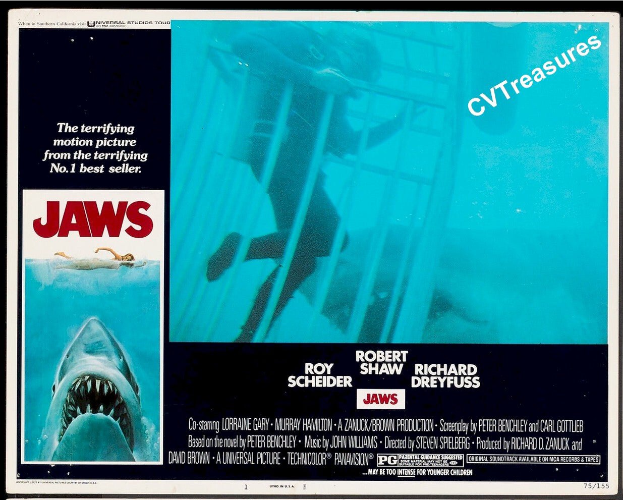 Jaws Vintage Movie Poster Original Lobby Card 1975 1b