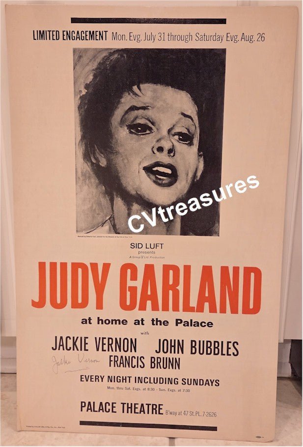 JUDY GARLAND Vintage Original Concert Poster 1967 New York, NY Palace Theatre