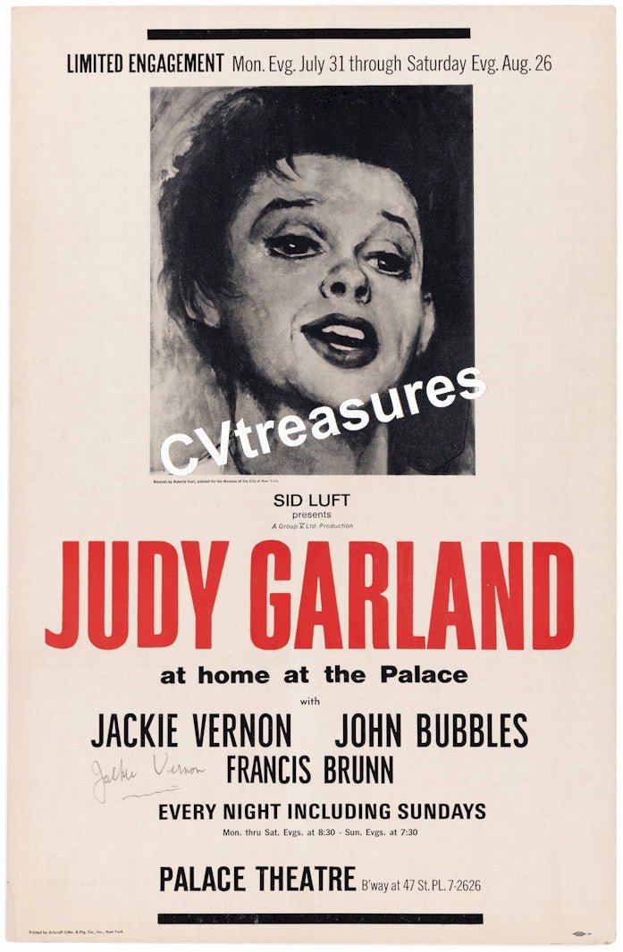 JUDY GARLAND Vintage Original Concert Poster 1967 New York, NY Palce Theatre