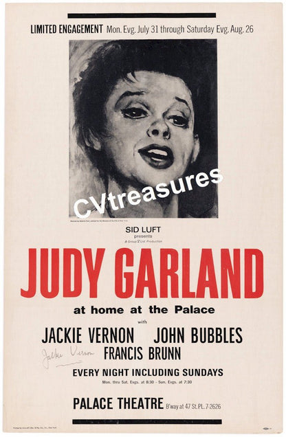 JUDY GARLAND Vintage Original Concert Poster 1967 New York, NY Palce Theatre