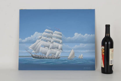 Keith Reynolds Seascapes Marine Painting Oil Historical Art on Canvas Board Serpent