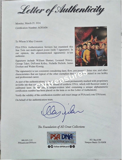 Limited edition STAR TREK Cast Authentic Signed Autographed lithograph PSA Authenticated A++