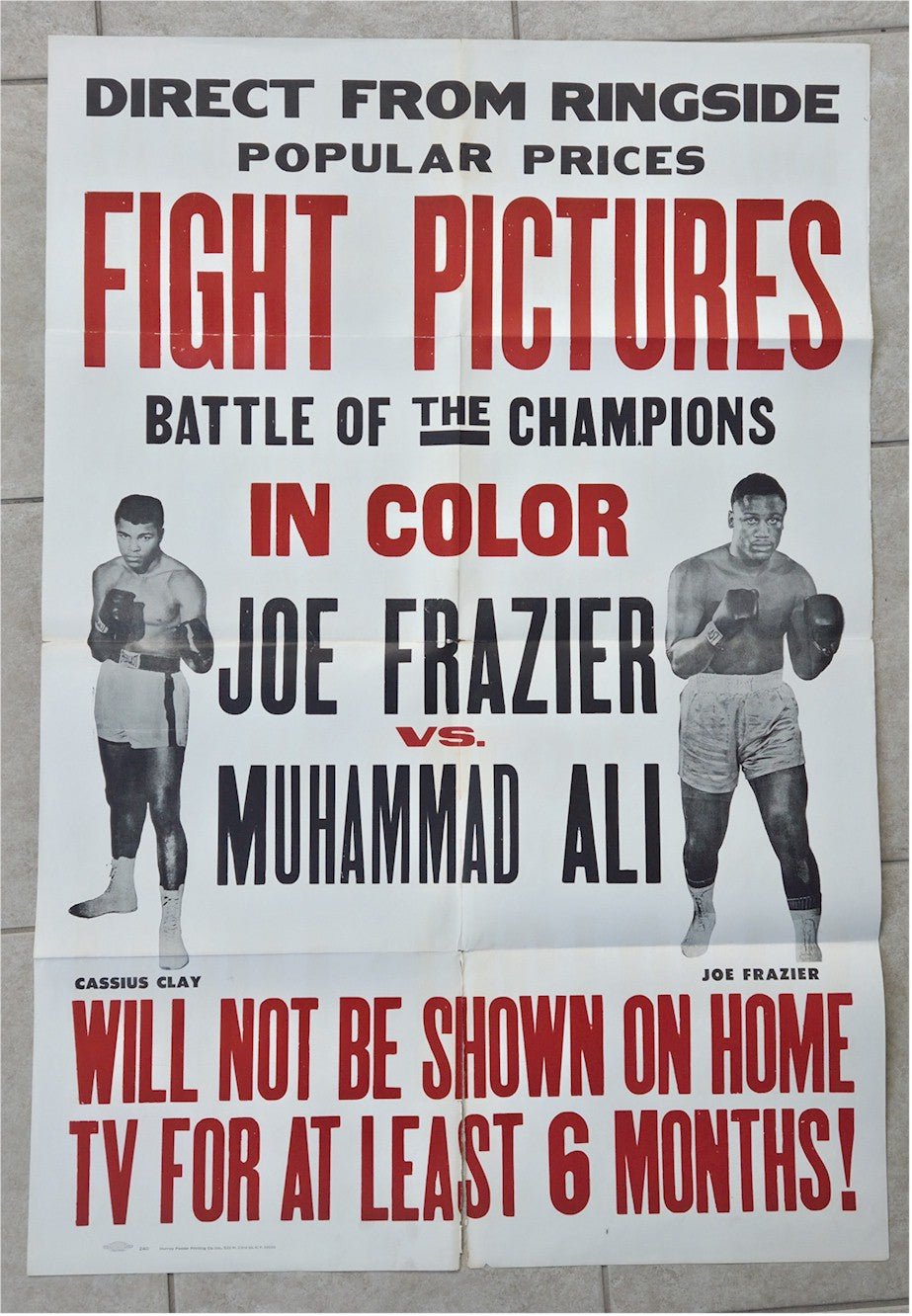 Muhammad Ali Joe Frazier "Fight of the Century" Original Authentic Vintage Boxing Poster Sports Memorabilia