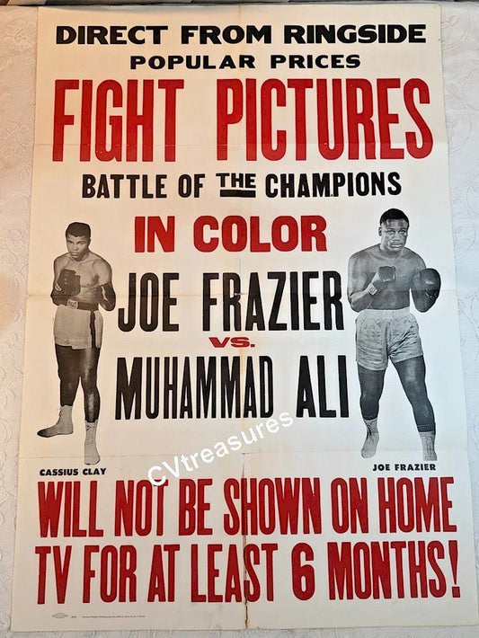 Muhammad Ali Joe Frazier "Fight of the Century" Original Authentic Vintage Boxing Poster Sports Memorabilia