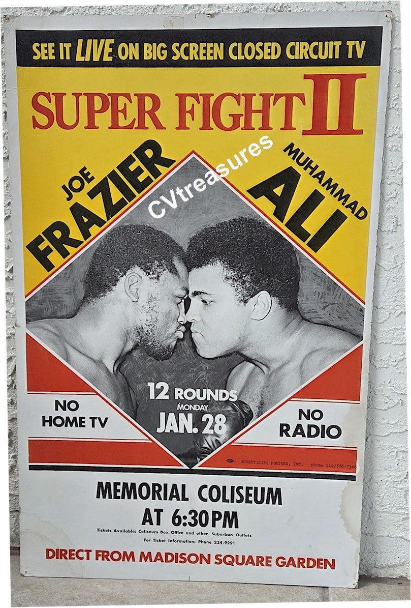 Muhammad Ali Joe Frazier Vintage Boxing Poster SUPER FIGHT II Sports Memorabilia 1974