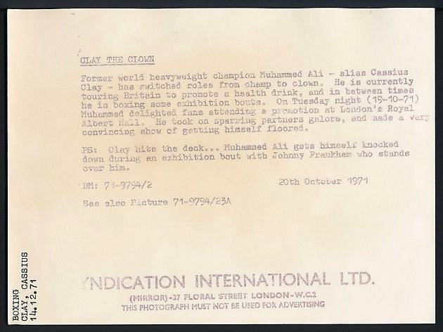 Muhammad Ali Original Vintage TYPE 1 Boxing Photo 1971 Floored