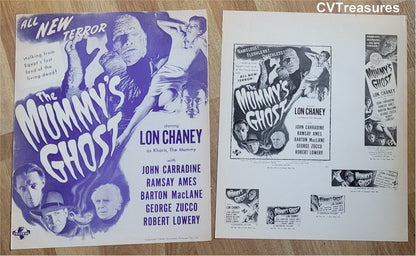 Mummy's Ghost Original Vintage Horror UNcut Movie Theater Pressbook Lon Chaney Jr. John Carradine