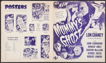 Mummy's Ghost Original Vintage Horror UNcut Movie Theater Pressbook Lon Chaney Jr. John Carradine