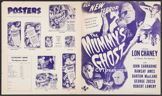 Mummy's Ghost Original Vintage Horror UNcut Movie Theater Pressbook Lon Chaney Jr. John Carradine