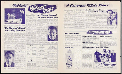 Mummy's Ghost Original Vintage Horror UNcut Movie Theater Pressbook Lon Chaney Jr. John Carradine
