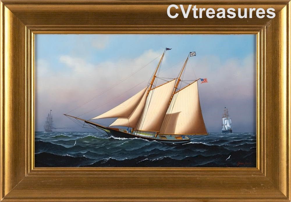 Nautical Art Seascape STUNNING Schooner Oil Marine Painting Jerome Howes