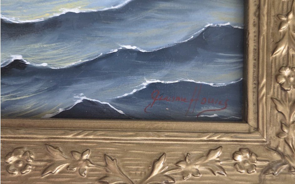 Nautical Art Seascape STUNNING Schooner Oil Marine Painting Jerome Howes storm clouds