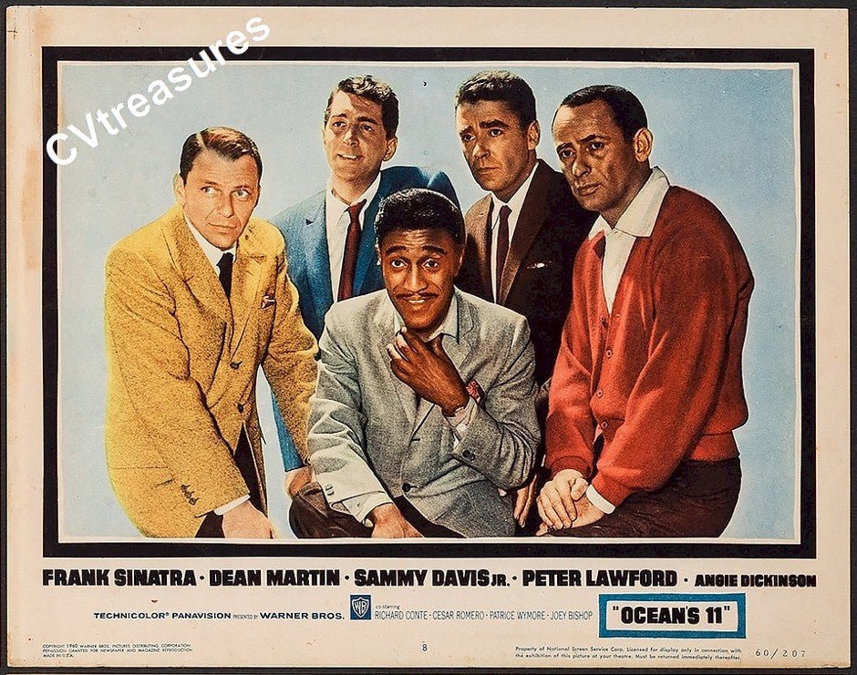 Oceans 11 Original Vintage Movie Theater Poster Lobby Card Frank Sinatra Martin Rat Pack 1960 group