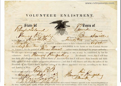 ORIGINALAuthentic Civil War Enlistment Letter Black Soldier 1863